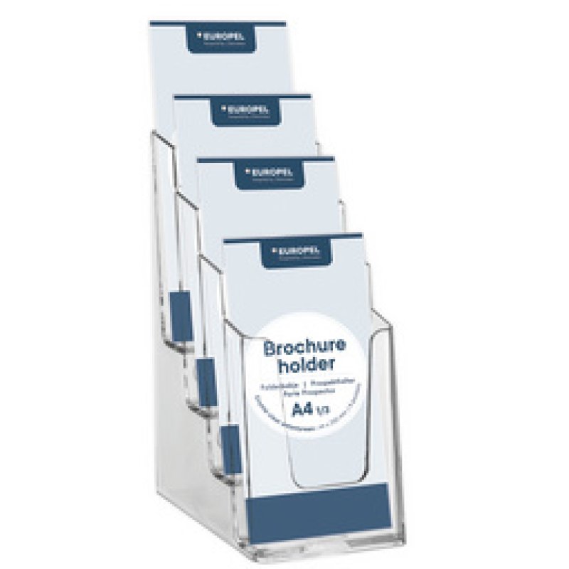 Europel 350106 support de panneau et stand d'information Porte-brochures A4 Polystyrène Transparent
