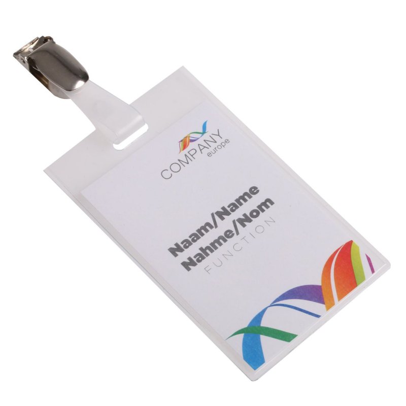 Europel Badge / card holder closed strip clip 60x90mm 24 pieces