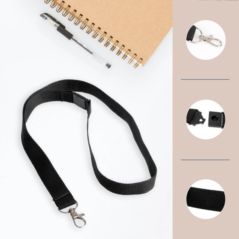 EUROPEL Cordon textile avec mousqueton, noir