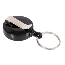 EUROPEL Porte-badge avec enrouleur et porte-clés, noir