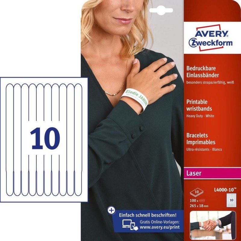 Avery L4000-10 étiquette à imprimer Blanc