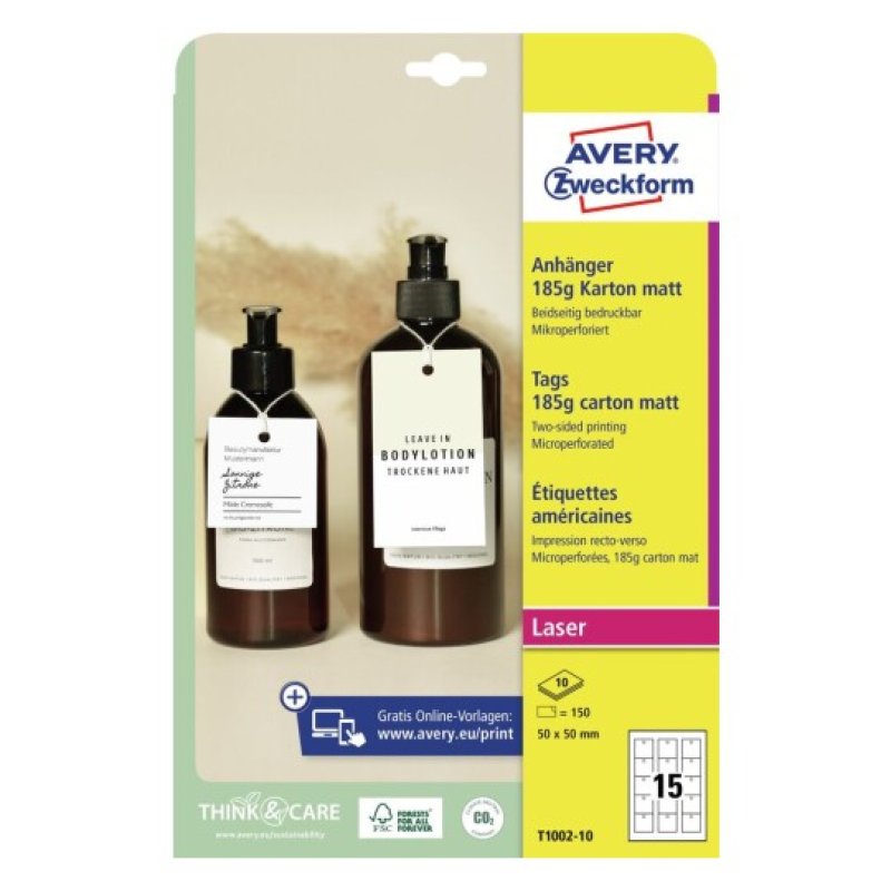 Avery Tags White Non-adhesive printer label