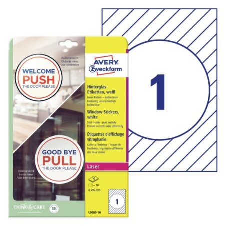 AVERY Zweckform Etiquette d'affichage vitrophanie, blanc