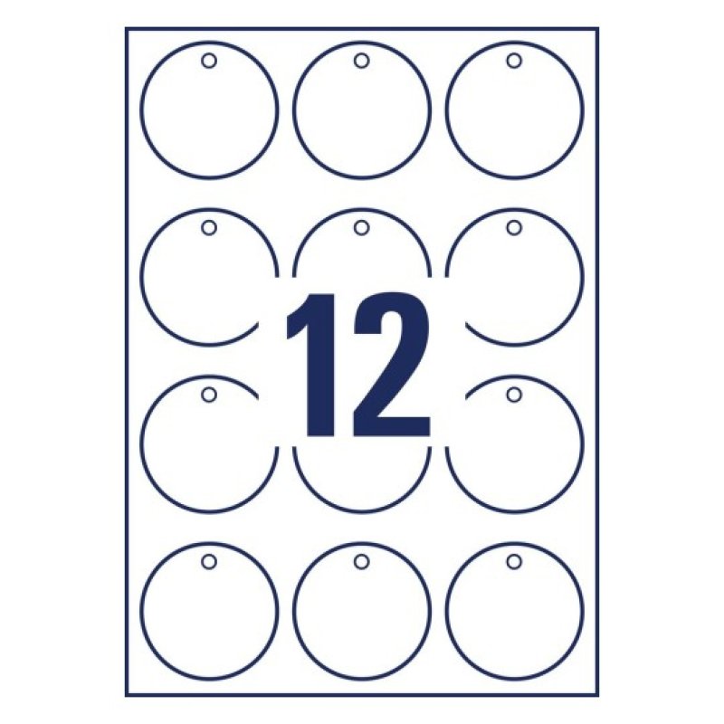 Avery T2004-10 non-adhesive label 120 pc(s) White Round