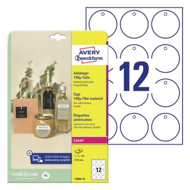 Avery Tags White Non-adhesive printer label