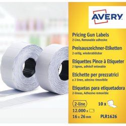 Avery PLR1626 étiquette auto-collante Etiquette prix Amovible Blanc 12000 pièce(s)