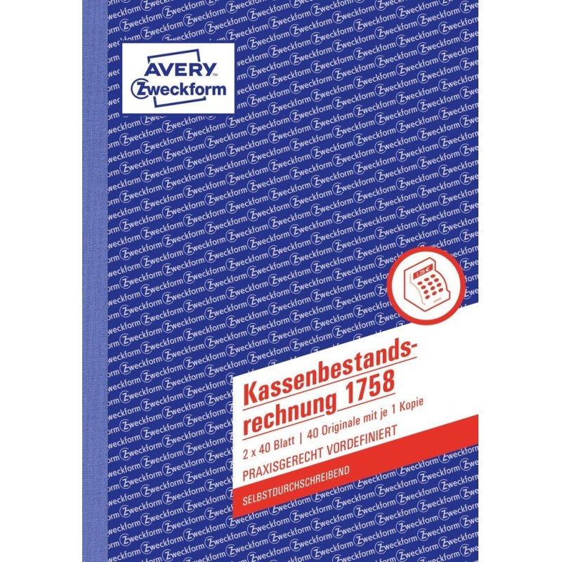 AVERY Zweckform Formularbuch "Kassenbericht/Bestand", A5