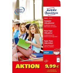 Avery Classic Inkjet, DIN A4, 160 g Blanc Gloss