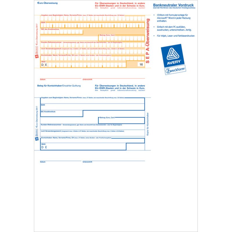 Avery 2817 business form