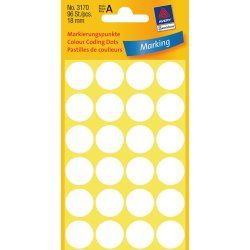 Avery Colour Coding Dots, White