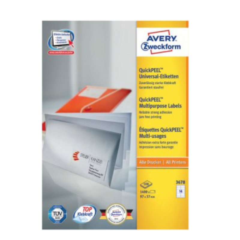 Avery 3678 addressing label Self-adhesive label White