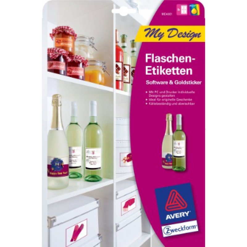 AVERY Zweckform My Design Etiquette de bouteilles, jet encre