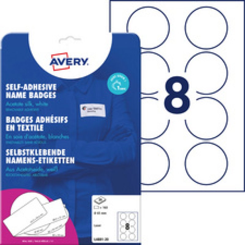 AVERY Zweckform Etiquette pour badge, 85 x 50 mm, ovale