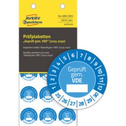 AVERY Zweckform Prüfplaketten "Geprüft gem. VDE", 2025-2030