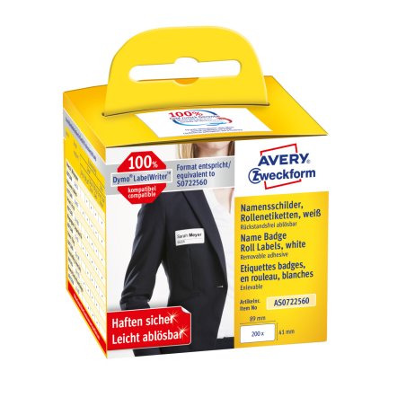 AVERY Zweckform Étiquettes pour badge en rouleau, 41 x 89 mm