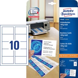 AVERY Zweckform Cartes de visite, 85 x 54 mm, blanc