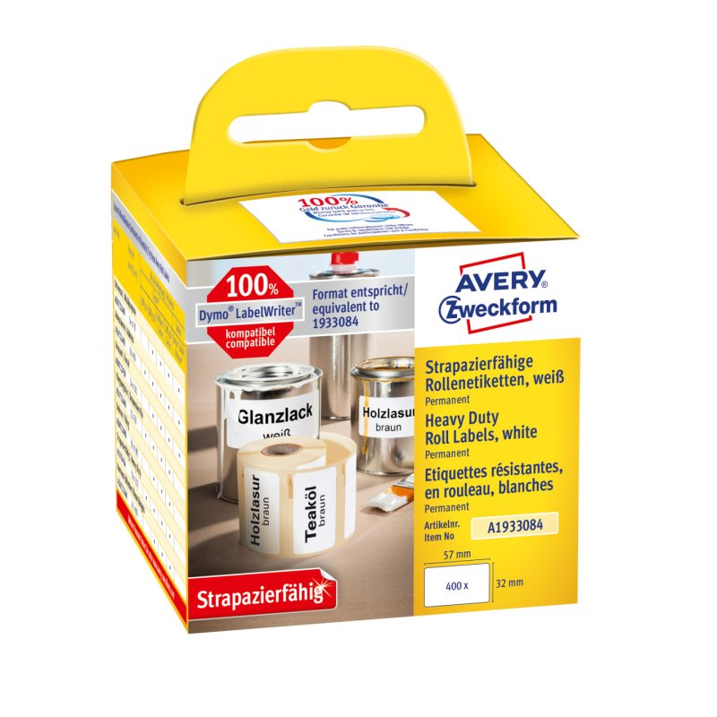 Avery A1933084 étiquette auto-collante Rectangle aux angles arrondis Permanent Blanc 400 pièce(s)