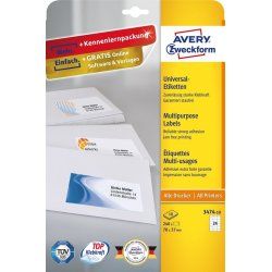 Avery 3474-10 self-adhesive label Rectangle Permanent White 240 pc(s)