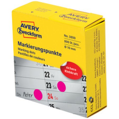 AVERY Zweckform Pastille de couleur, 10 mm, magenta