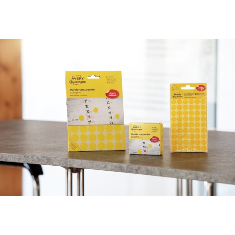 AVERY Zweckform Pastille de couleur, 10 mm, jaune