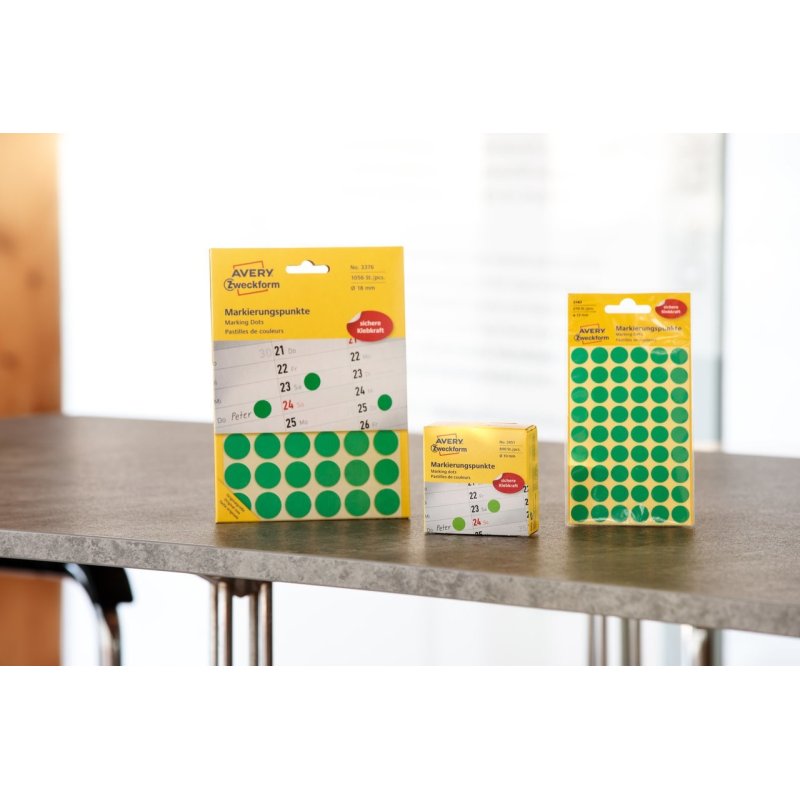 Avery 3855 self-adhesive label Round Permanent Green 250 pc(s)