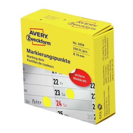 AVERY Zweckform Pastille de couleur, 19 mm, jaune