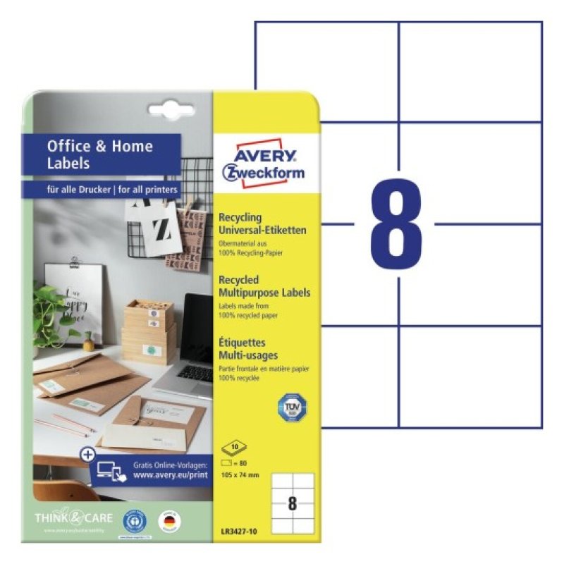 AVERY Zweckform Etiquettes multi-usage recyclées Home Office