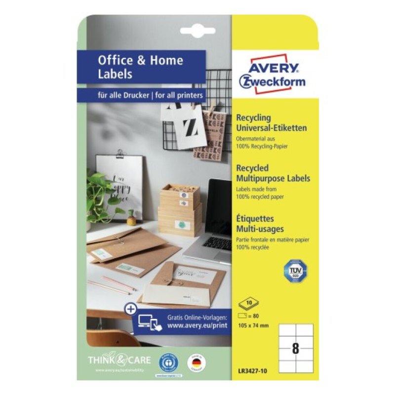 AVERY Zweckform Etiquettes multi-usage recyclées Home Office