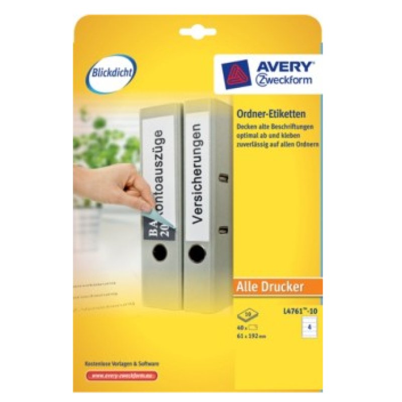 Avery L4761-10 étiquette à imprimer Blanc