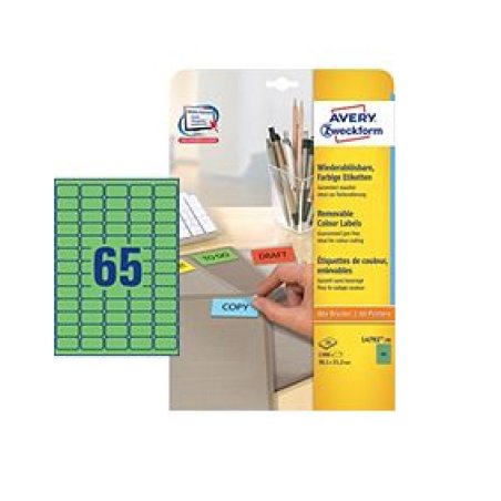 Avery L4792-20 self-adhesive label Green 1300 pc(s)