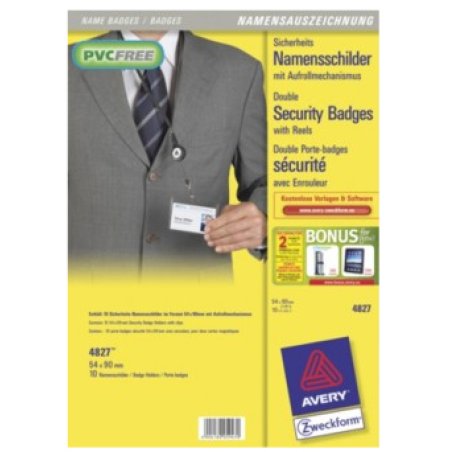 Avery 4827 identity badge/badge holder 10 pc(s)