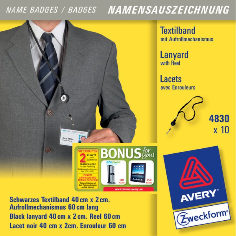 Avery 4830 sangle Noir