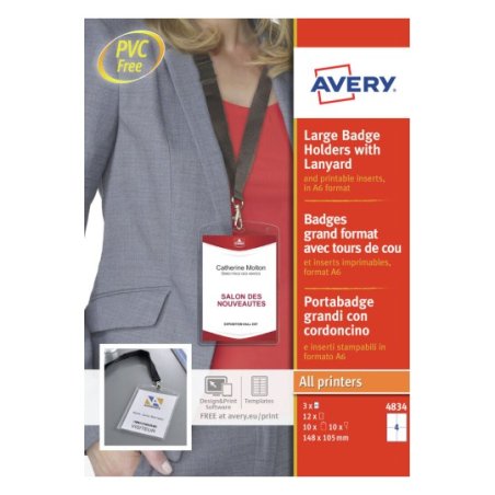 AVERY Pochette badge avec lacet textile, 105 x 148 mm