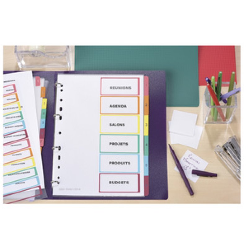 AVERY Intercalaires Readyindex, PP, 6 touches, A4