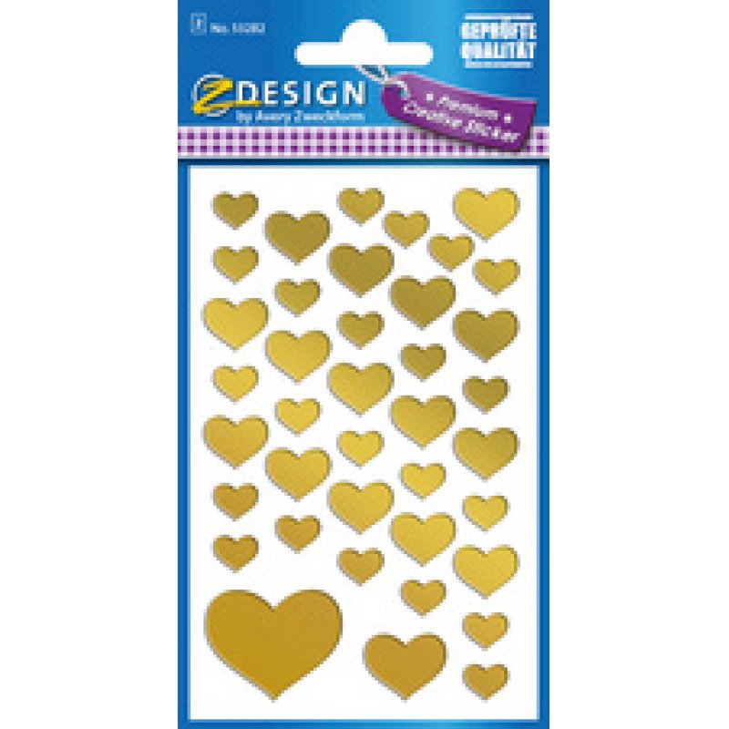 AVERY Zweckform ZDesign Sticker CREATIVE "Coeurs", doré