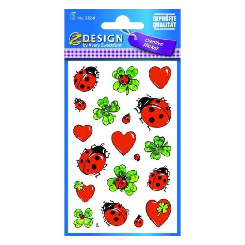AVERY Zweckform ZDesign Sticker "coccinelle, trèfle & coeur"
