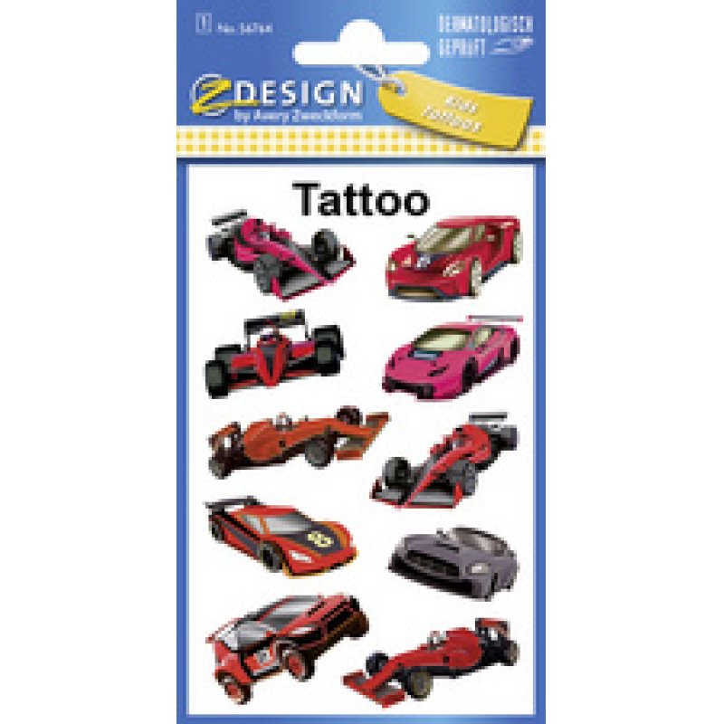 ZDesign KIDS Tatouages "voitures de course", noir/rouge