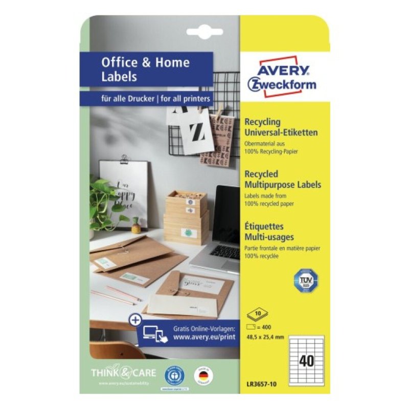 AVERY Zweckform Etiquettes multi-usage recyclées Home Office