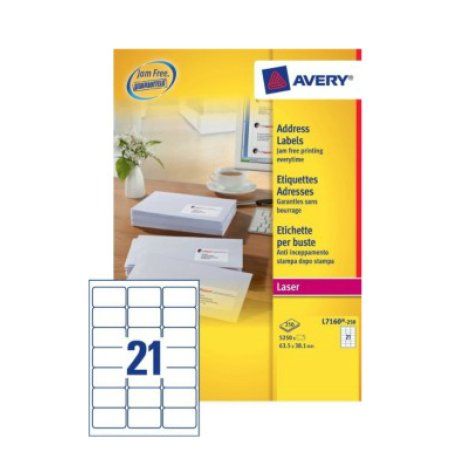 Avery L7160-250 addressing label Self-adhesive label White