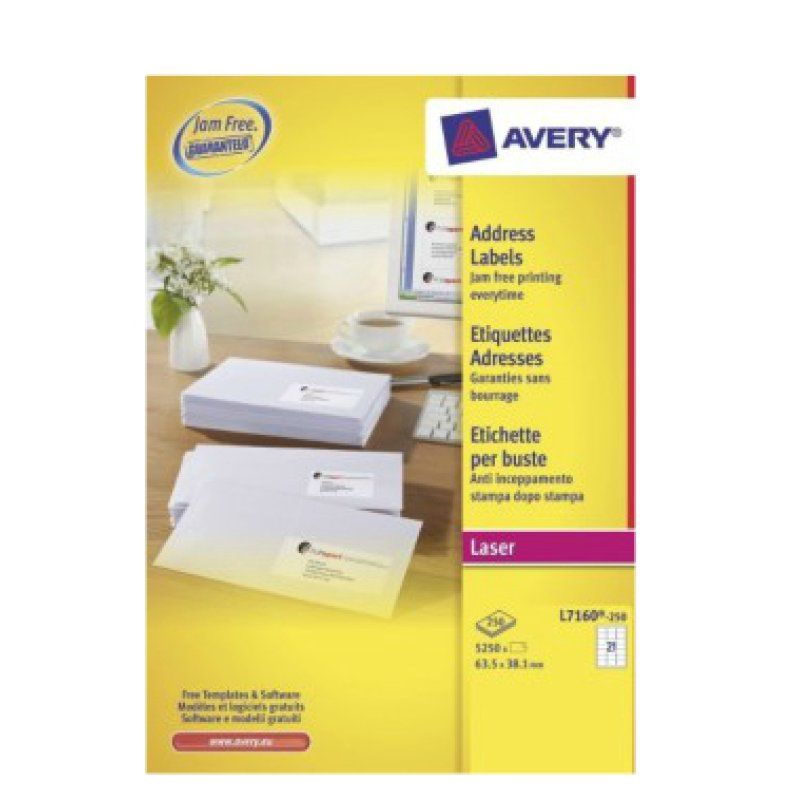 Avery L7160-250 étiquette d'adresse Etiquette auto-adhésive Blanc