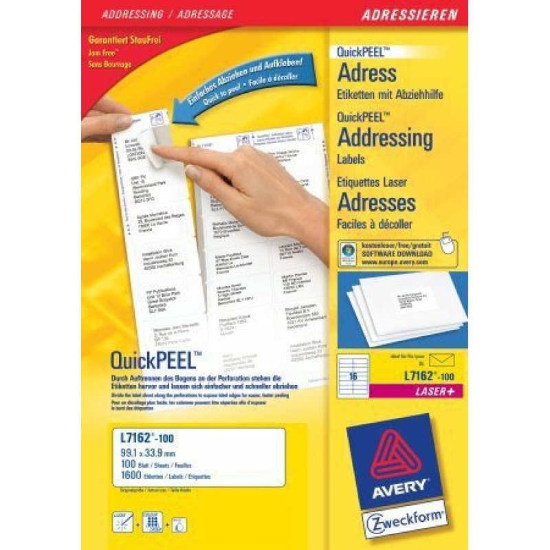 Avery L7162-100 étiquette d'adresse Blanc