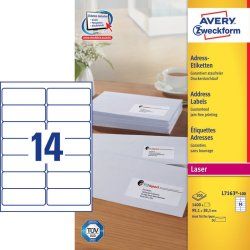 Avery L7163-100 étiquette auto-collante Rectangle aux angles arrondis Permanent Blanc 1400 pièce(s)