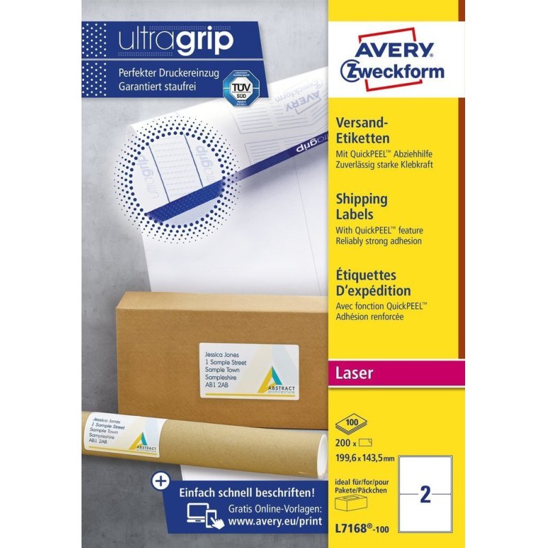 Avery L7168-100 self-adhesive label Rectangle Permanent White 200 pc(s)
