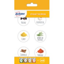 AVERY Etiquettes épices, rondes, 48 pièces
