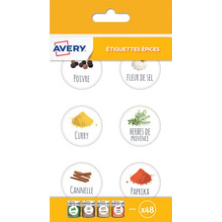 AVERY Etiquettes épices, rondes, 48 pièces