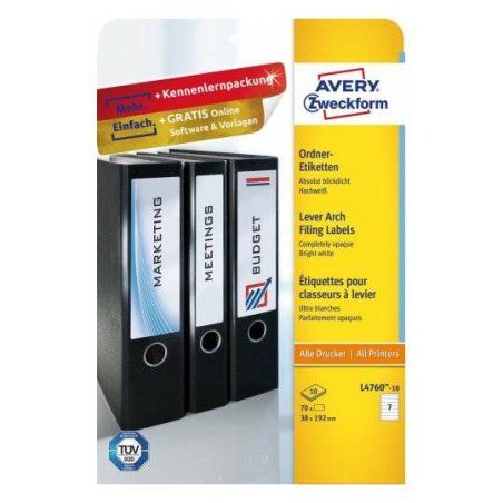 Avery L4760-10 self-adhesive label Rounded rectangle Permanent White 70 pc(s)