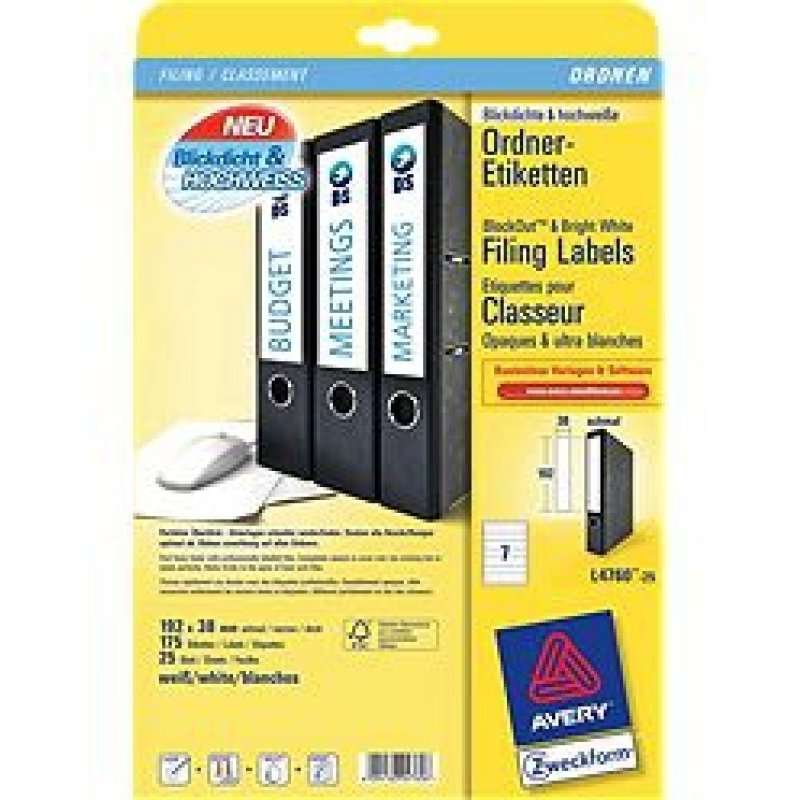 Avery L4760-25 printer label White