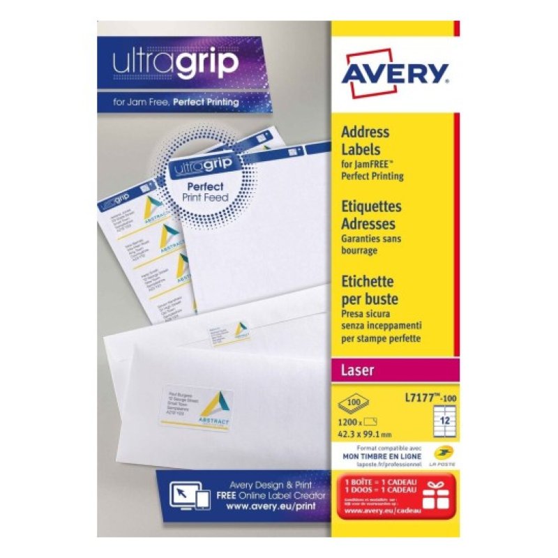 Avery L7177-100 addressing label Self-adhesive label White