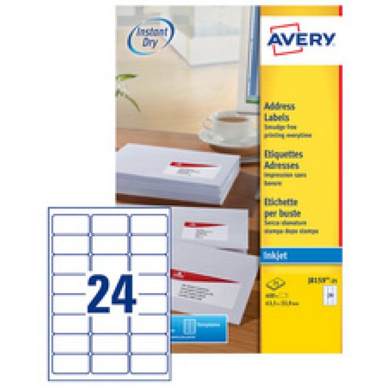 AVERY Etiquette d'adresse jet d'encre, 63,5 x 38,1 mm, blanc