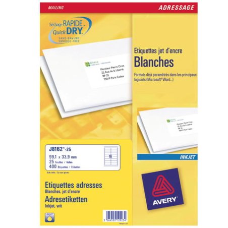 AVERY Etiquette d'adresse Jet d'encre, 99,1 x 33,9 mm, blanc